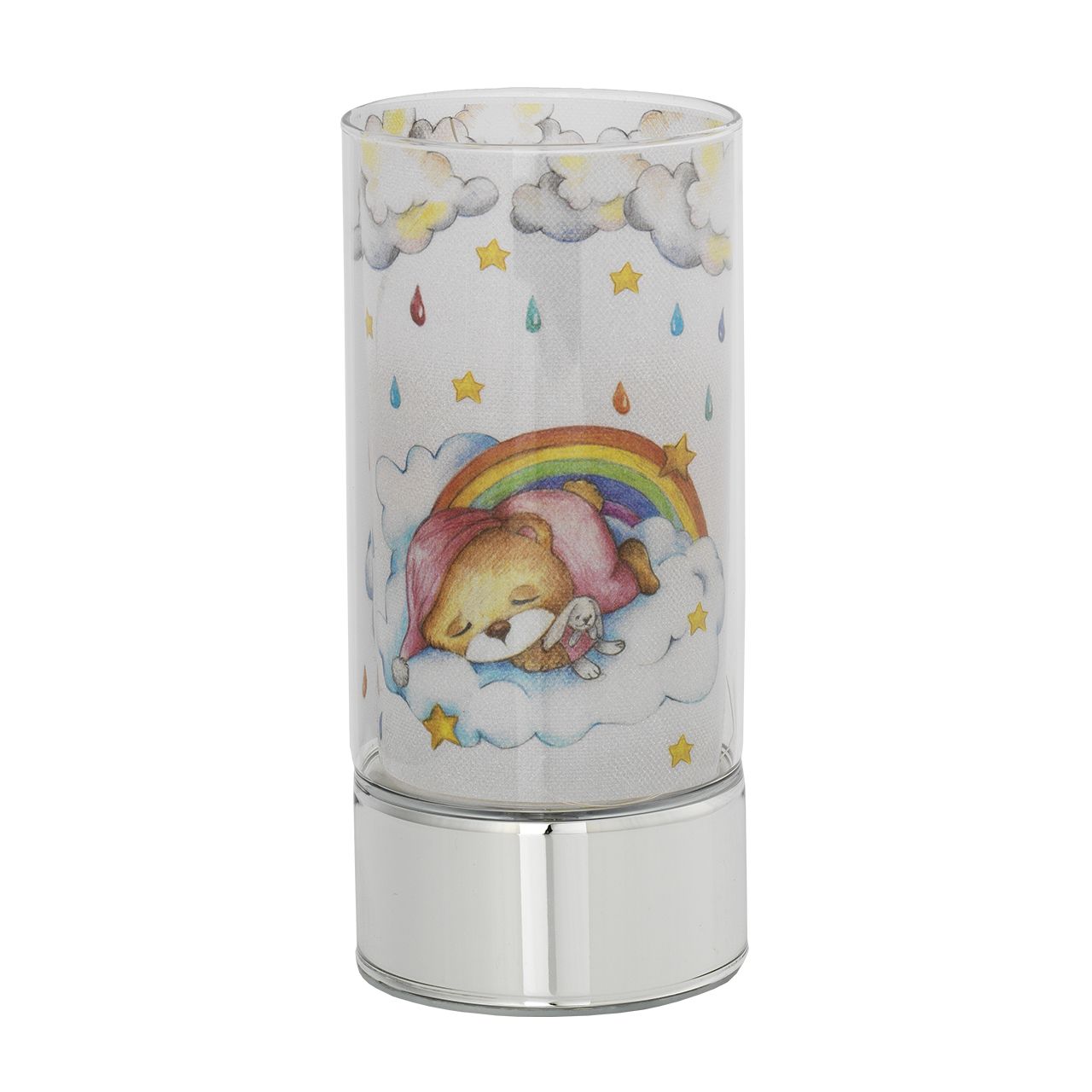 LAMPADA IN VETRO H. 20 CON DECORO ARCOBALENO
